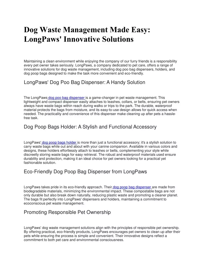 dog waste management made easy longpaws