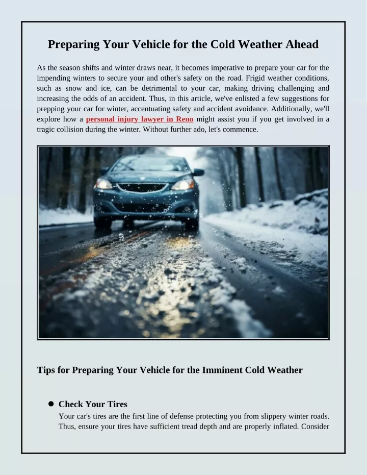 preparing your vehicle for the cold weather ahead