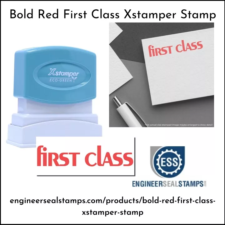 bold red first class xstamper stamp