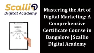 The art of digital marketing a comprehensive certificate course in bangalore