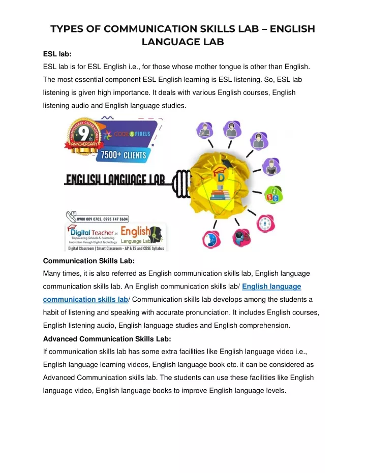 types of communication skills lab english