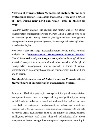analysis of transportation management system