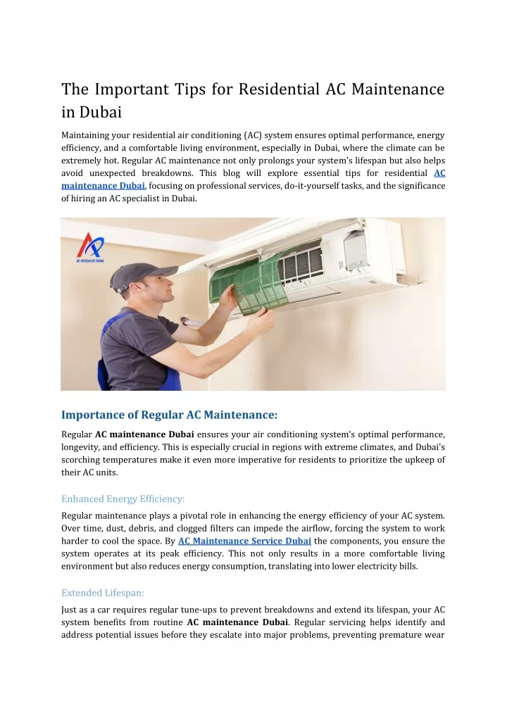 the important tips for residential ac maintenance