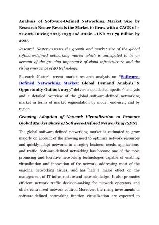 analysis of software defined networking market