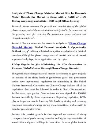 analysis of phase change material market size