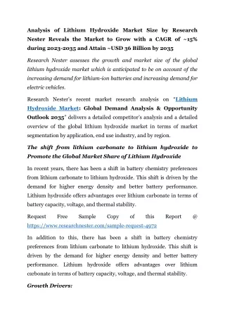 analysis of lithium hydroxide market size