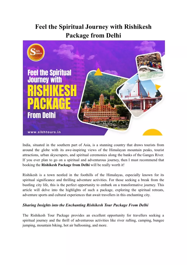 feel the spiritual journey with rishikesh package