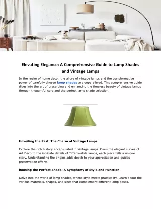 Elevating Elegance: A Comprehensive Guide to Lamp Shades and Vintage Lamps