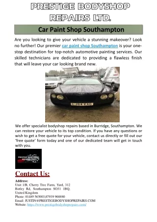 Car Paint Shop Southampton