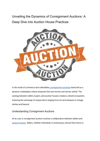 Unveiling the Dynamics of Consignment Auctions_ A Deep Dive into Auction House Practices