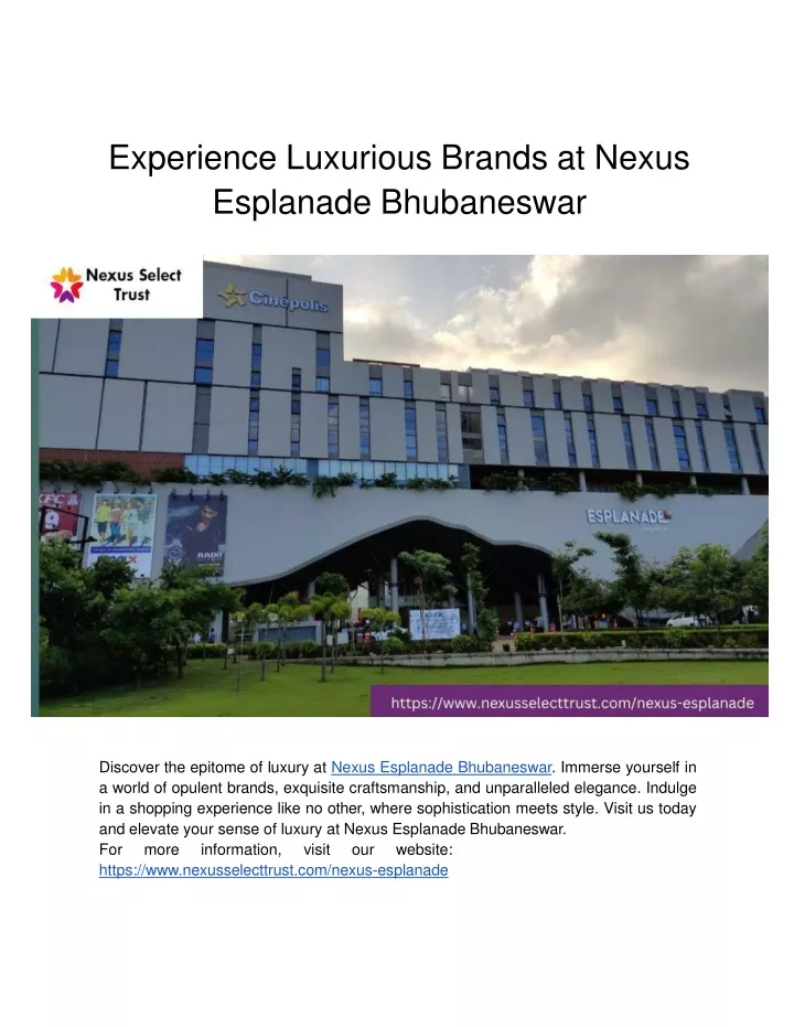 experience luxurious brands at nexus esplanade bhubaneswar
