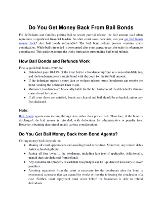 Do You Get Money Back From Bail Bonds