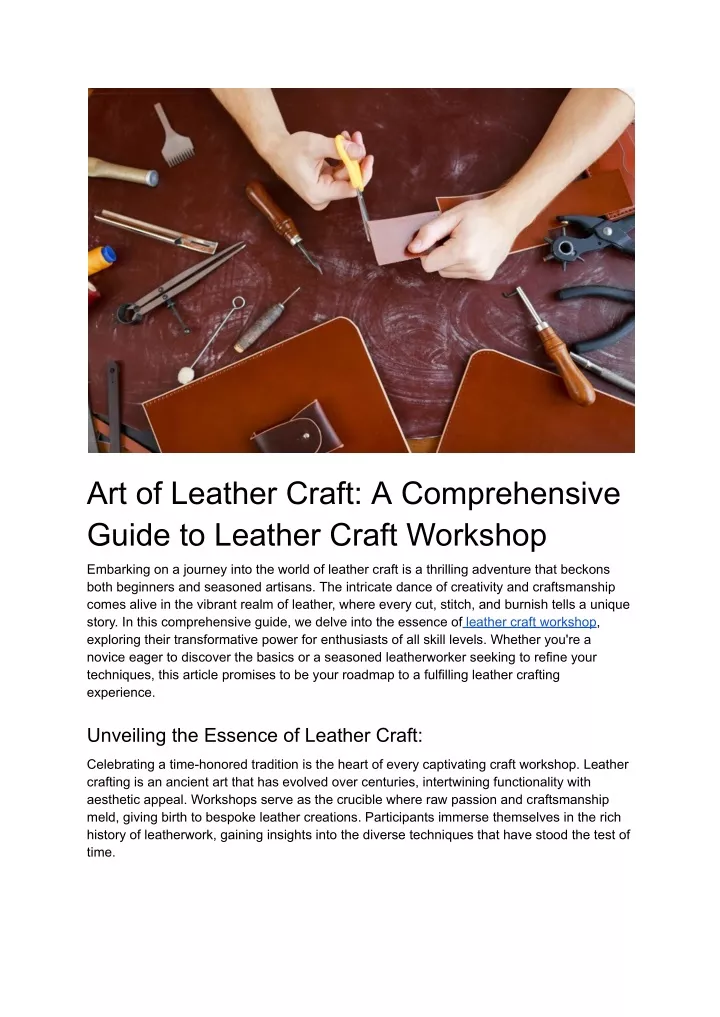 art of leather craft a comprehensive guide