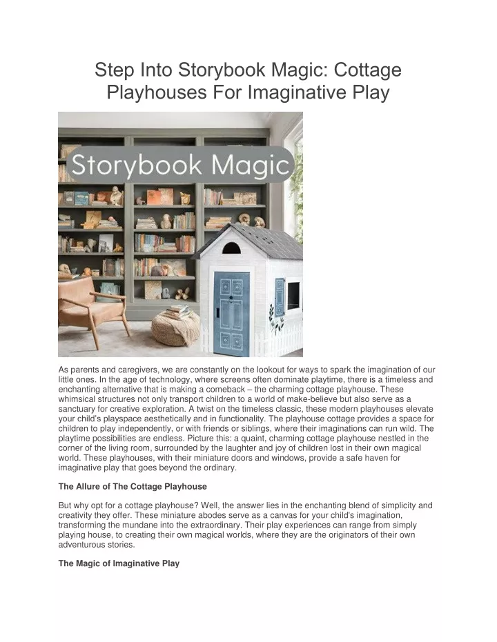 step into storybook magic cottage playhouses