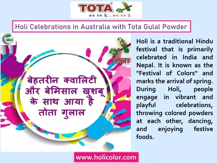 holi celebrations in australia with tota gulal