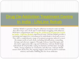 Drug Addiction Treatment Centre in India - LifeLine Rehab