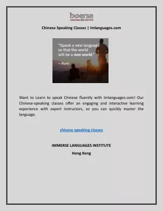 chinese speaking classes imlanguages com