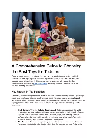 a comprehensive guide to choosing the best toys