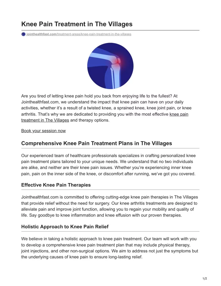 knee pain treatment in the villages