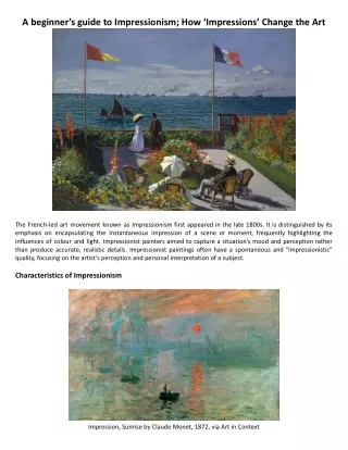 A beginner’s guide to Impressionism; How ‘Impressions’ Change the Art