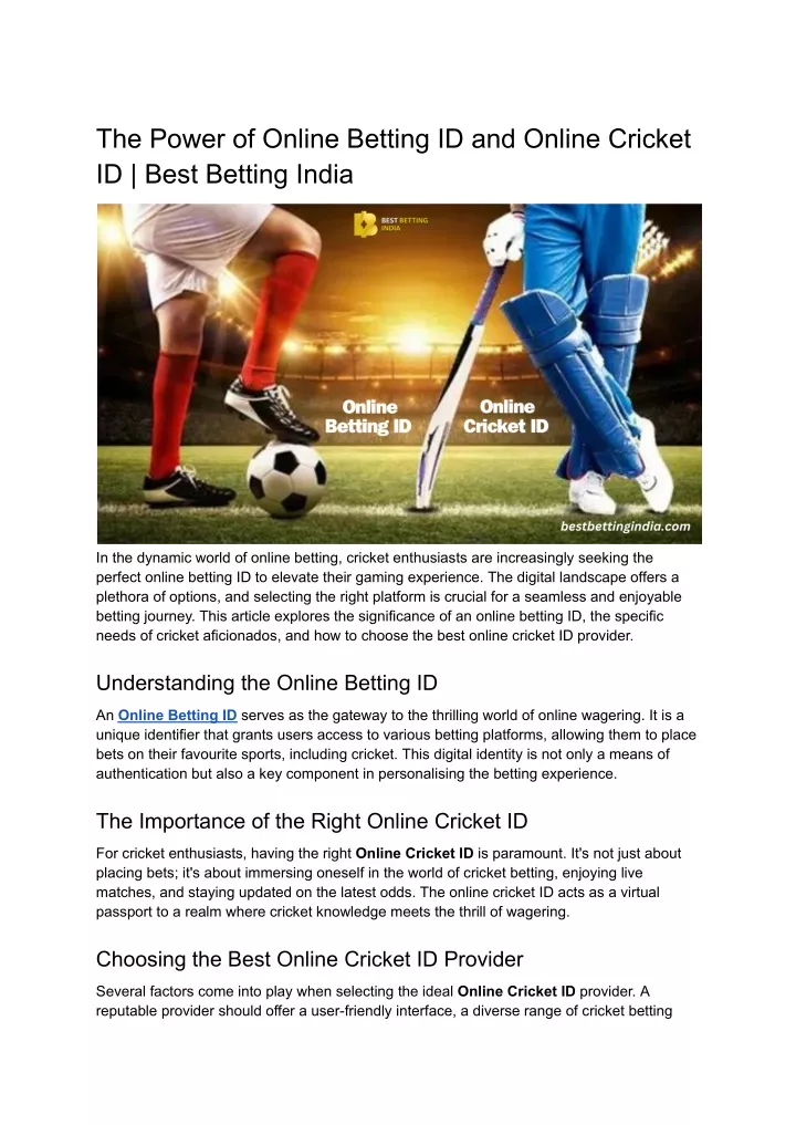 the power of online betting id and online cricket