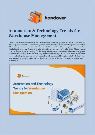 Automation & Technology Trends for Warehouse Management-handover