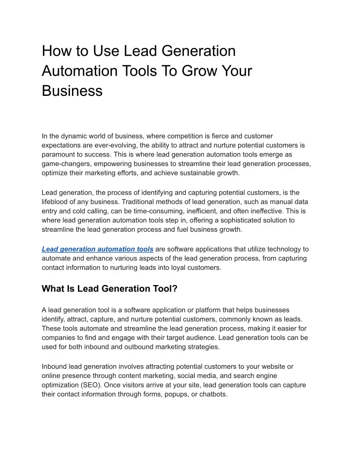 how to use lead generation automation tools