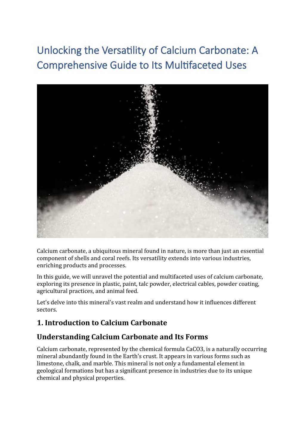 PPT - Unlocking the Versatility of Calcium Carbonate PowerPoint