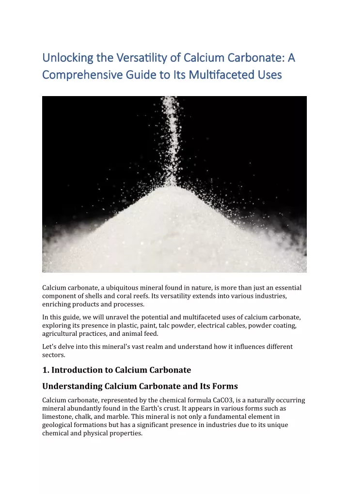 unlocking the versatility of calcium carbonate