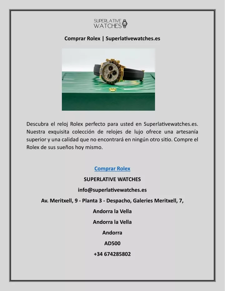 comprar rolex superlativewatches es