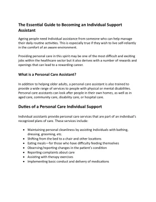 The Essential Guide to Becoming an Individual Support  Assistant