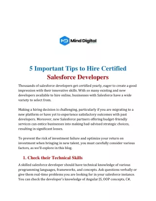 5 Important Tips to Hire Certified Salesforce Developers