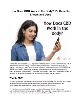 How Does CBD Work in the Body_ It's Benefits, Effects and Uses You Need to Know