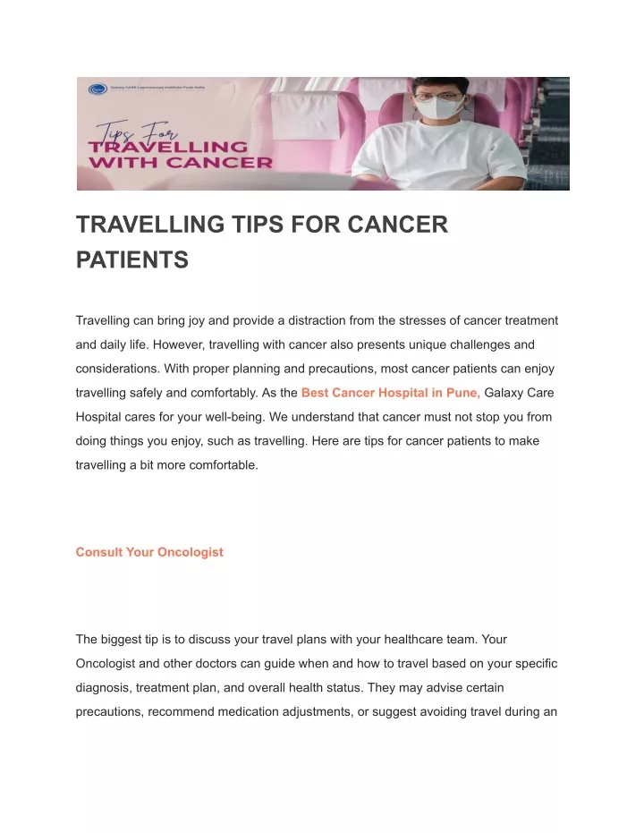 travelling tips for cancer patients