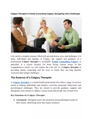 Calgary Therapist in Family Counseling Calgary: Navigating Life's Challenges