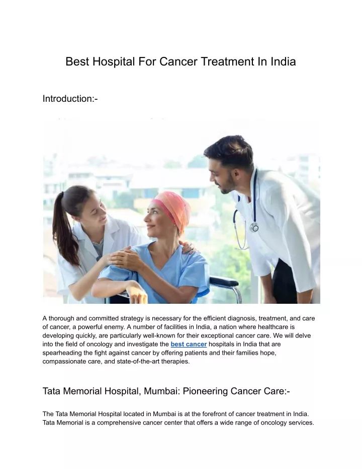 best hospital for cancer treatment in india