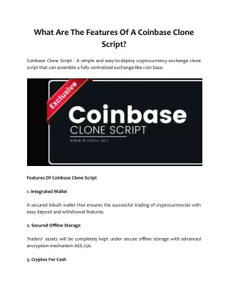 What Are The Features Of A Coinbase Clone Script?