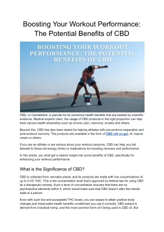 Boosting Your Workout Performance_ The Potential Benefits of CBD