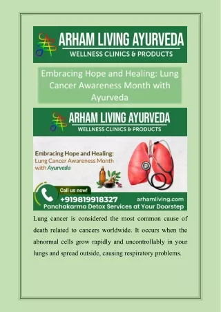 Embracing Hope and Healing Lung Cancer Awareness Month with Ayurveda