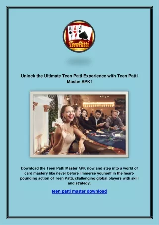 Unlock the Ultimate Teen Patti Experience with Teen Patti Master APK!