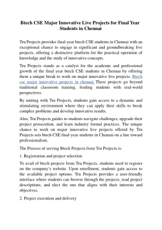 btech cse major innovative live projects