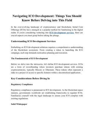 ICO Development Unveiled: Key Considerations for Aspiring Entrepreneurs