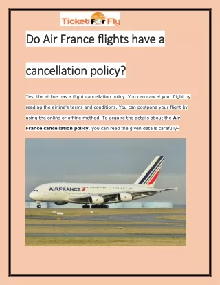 Do Air France flights have a cancellation policy