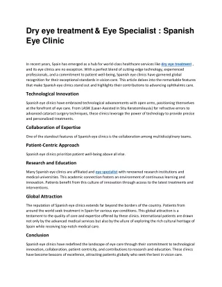 Dry eye treatment & Eye Specialist