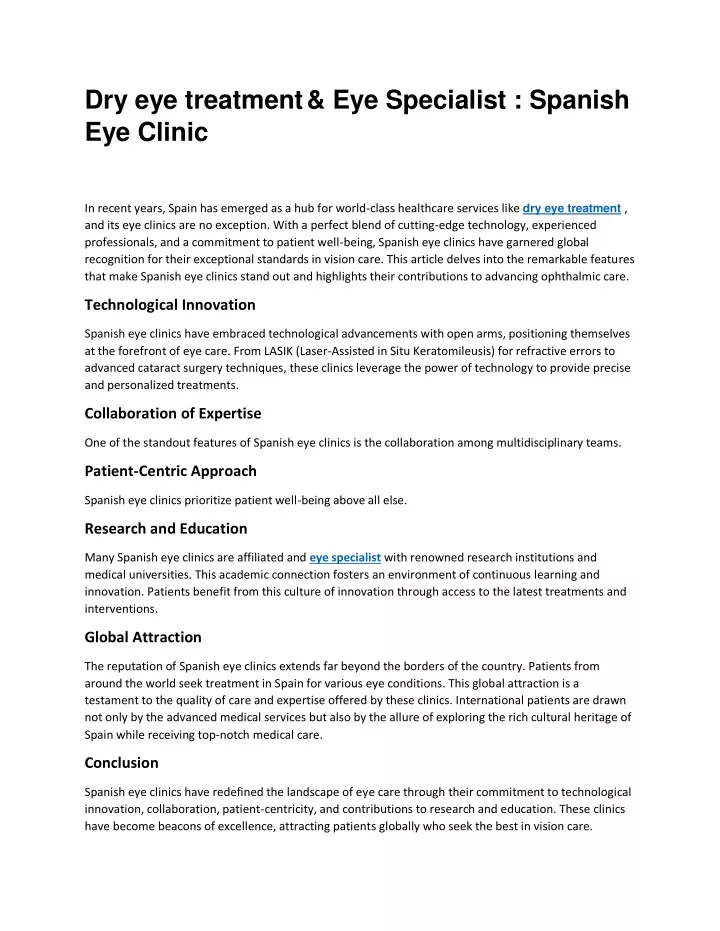dry eye treatment eye specialist spanish