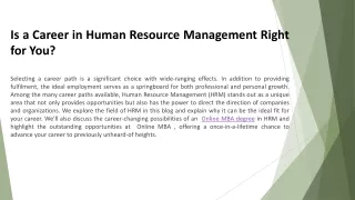 Is a Career in Human Resource Management Right for You?