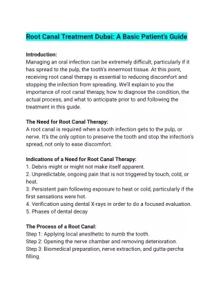 Root Canal Treatment Dubai_ A Basic Patient’s Guide