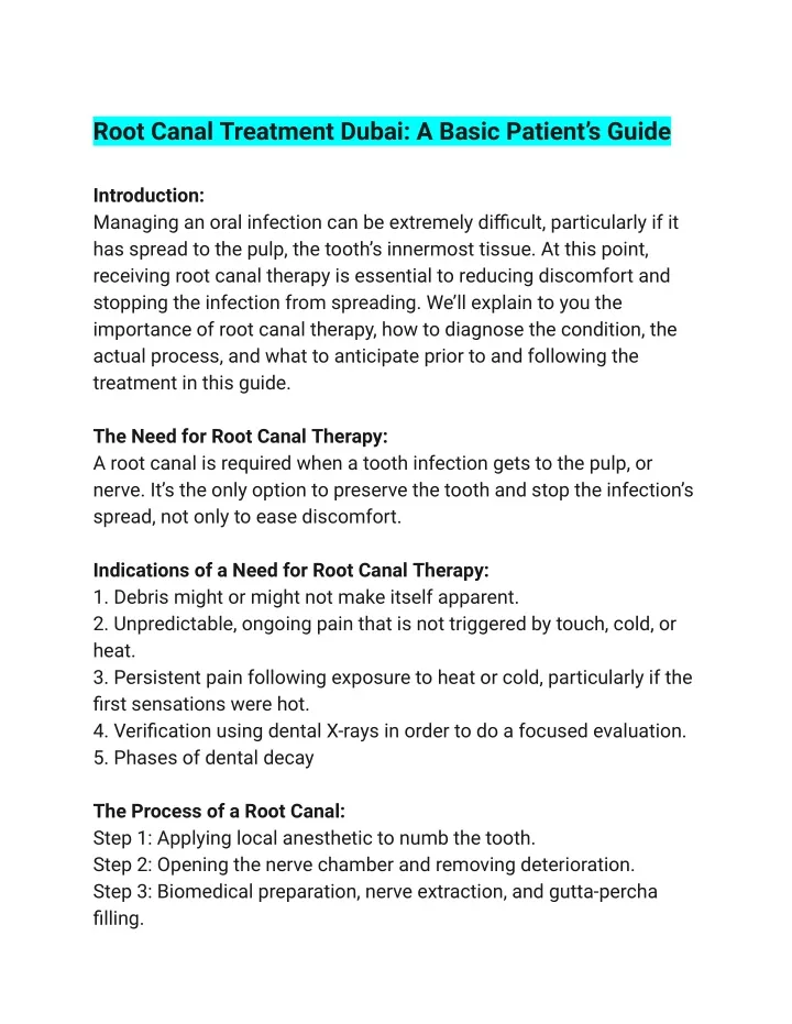 root canal treatment dubai a basic patient s guide