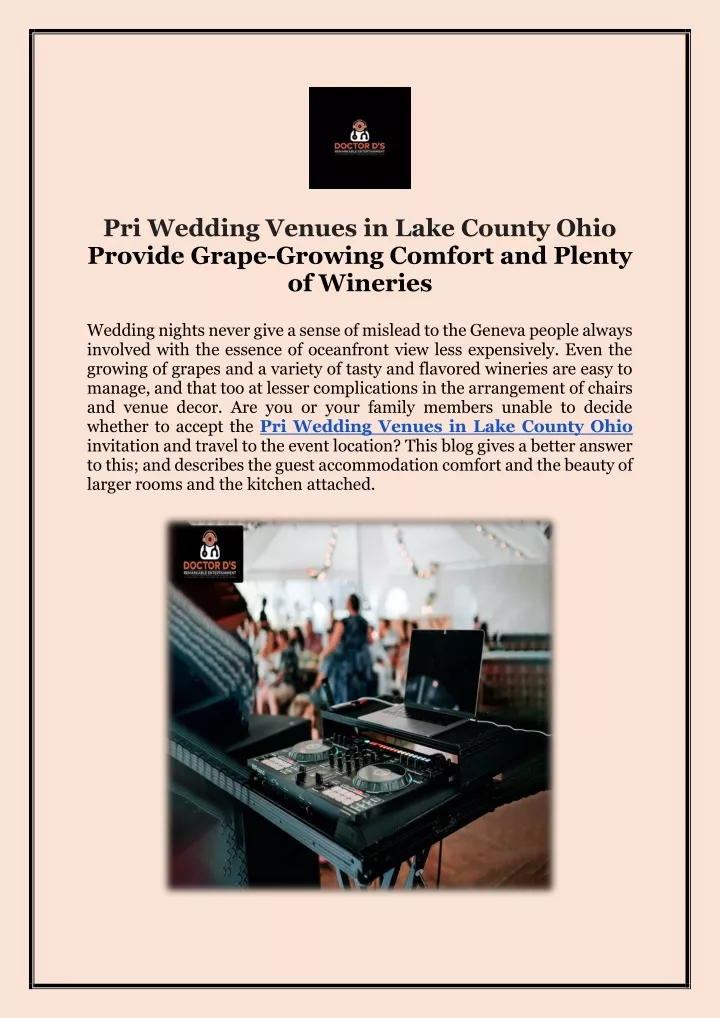 pri wedding venues in lake county ohio provide