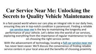 car service near me unlocking the secrets to quality vehicle maintenance